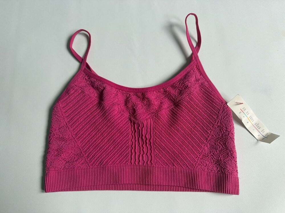 NWT Colsie Hot Pink Crochet Knit Bralette Crop Top M